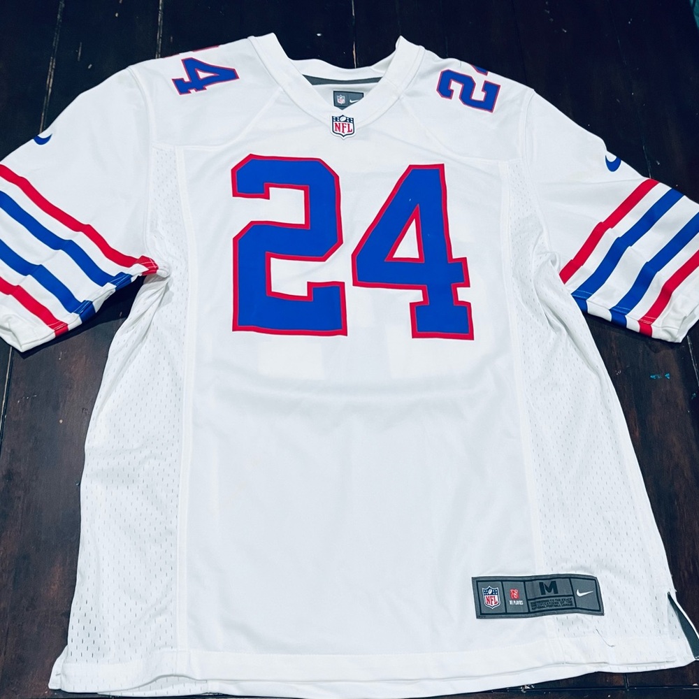 NHL Men’s Buffalo Bills Football On Field Jersey With.   #24 Gilmore.  SIZE M